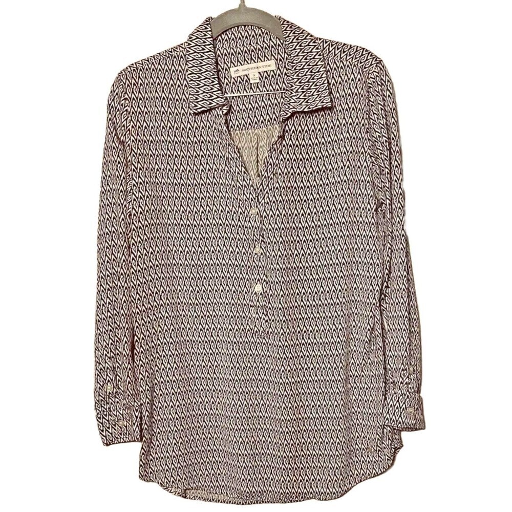 SOUTHERN TIDE Women's Shirt Size Small Long Sleeve Popover Blouse Tunic